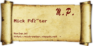 Mick Péter névjegykártya