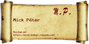 Mick Péter névjegykártya