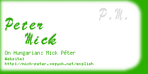 peter mick business card